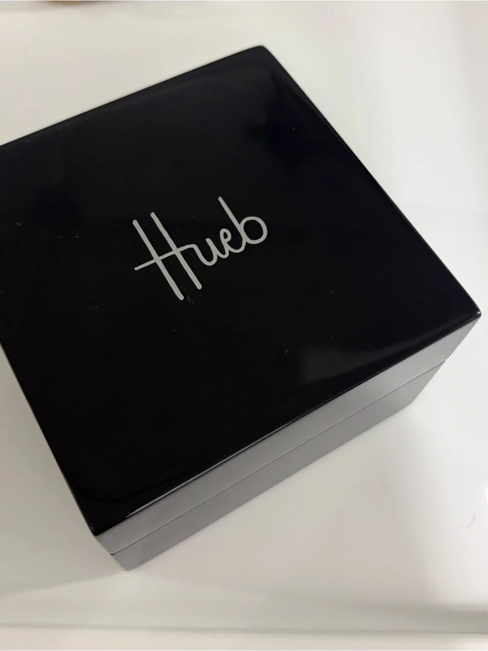 HUEB Solid Hard Case Jewelry Box with Deep Blue Velvet interior